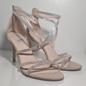 Nude rhinestone heels